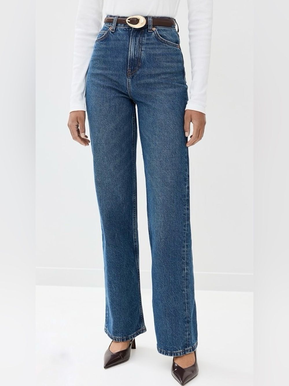 Reformation Abby High Rise Straight Leg Jeans Medium Wash Size 33 - Picture 1 of 12